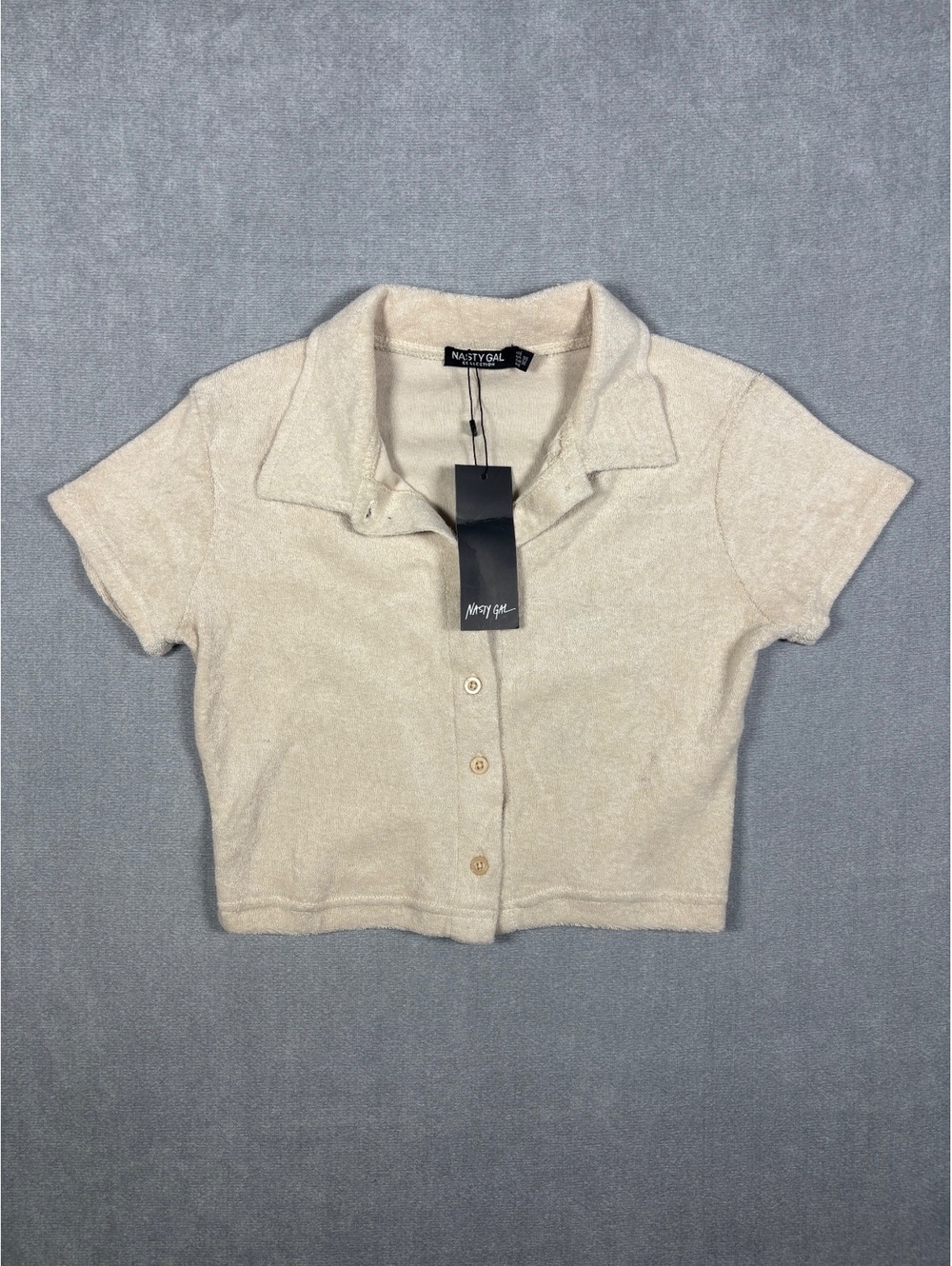 Nasty Gal Collection Towelling Collared Shirt Size 6 NWT
